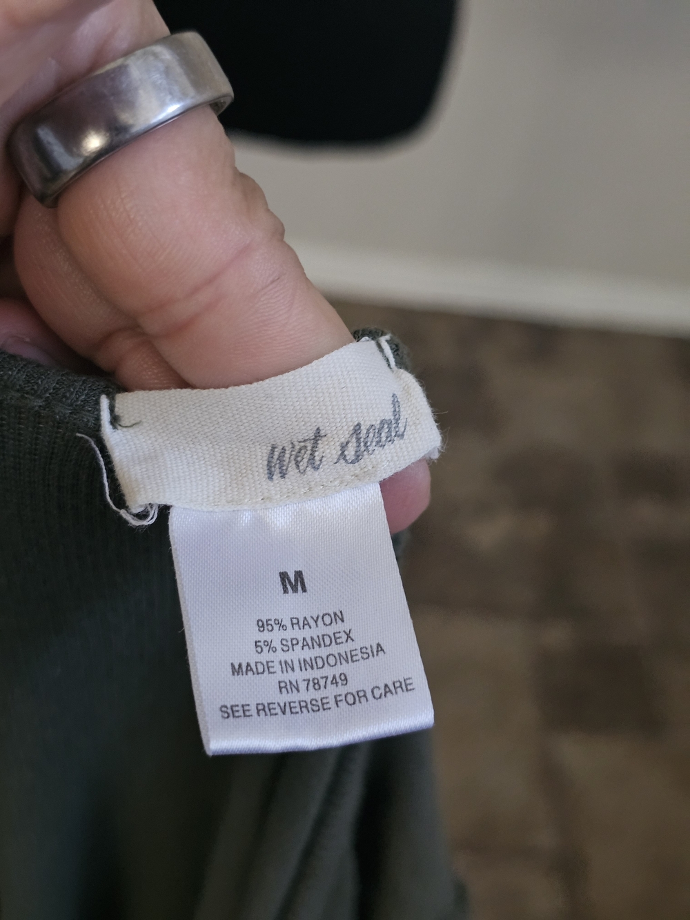 Wet Seal Olive Ribbed Lace-Up Scoop Mini Dress - Picture 6 of 7